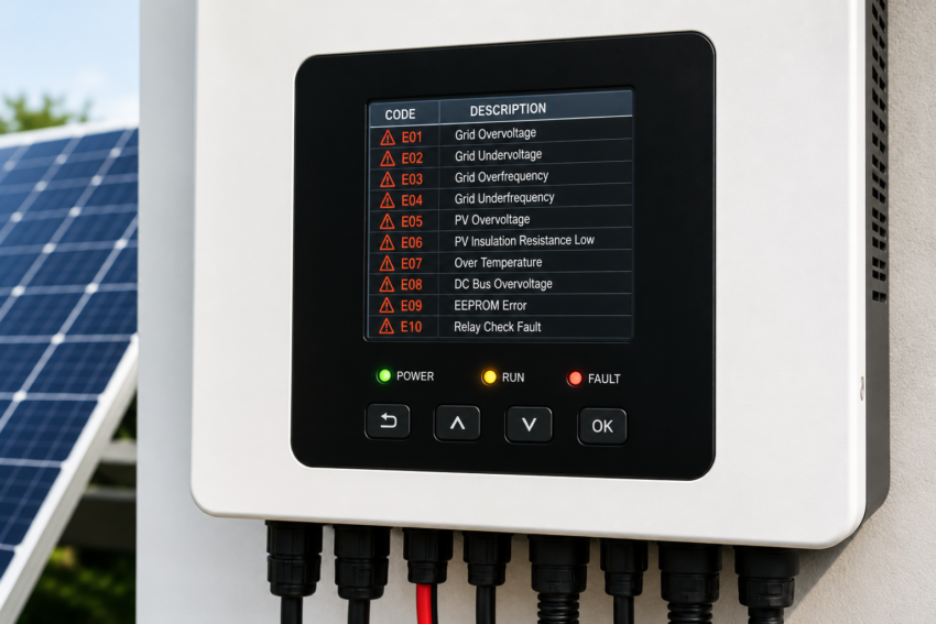 Napelem inverter hibakódok